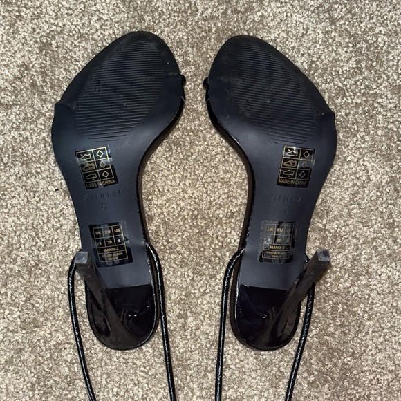 EMILY MILLER TEMPTED BLACK FAUX SNAKE PRINT LACE UP HEELS - Picture 6 of 7